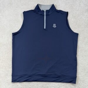 Peter Millar Galway Stretch Quarter Zip Vest Mens XL Navy Evans Scholar Golf